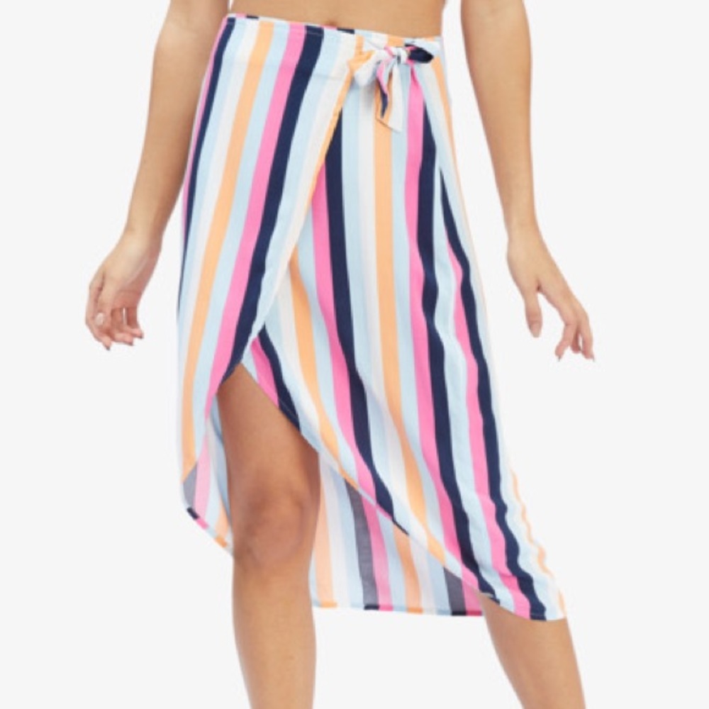 NWT Roxy striped wrap skirt